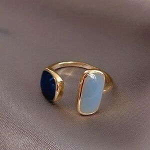 Cuff Ring Geometric Design Oil Dripping Craft Adjustable